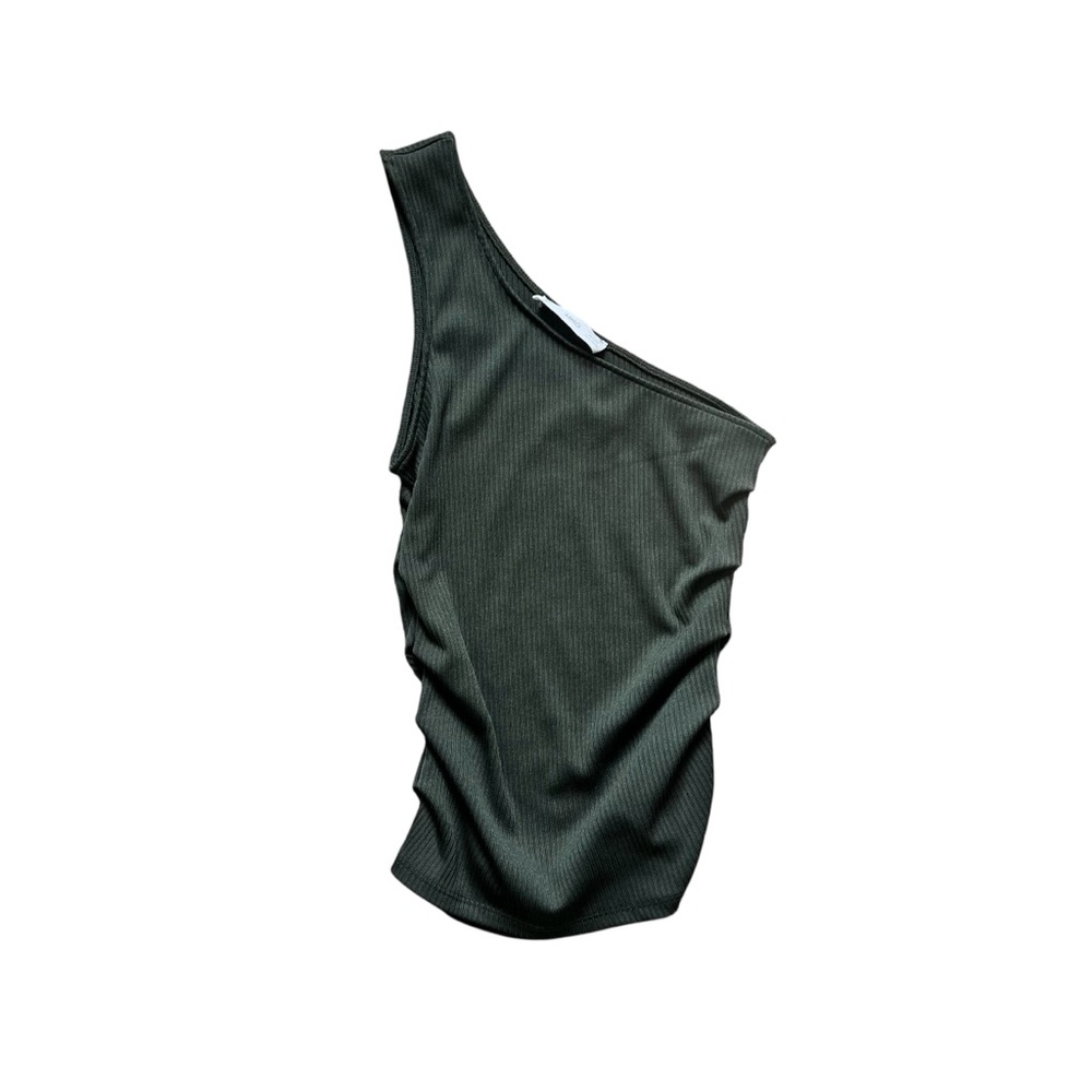 Mango One Sleeveless Asymmetric Green Tank Top Size XS